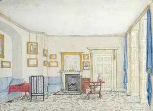 Interior em Curzon Street, c.1830 (wc com caneta e tinta no papel) de English School