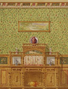 Interior com aparador, c.1870s (wc no papel) de English School