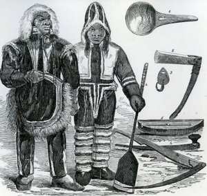 Casal Inuit (gravura) de English School