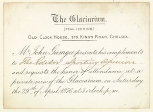 Convite para o Glaciarium em 1876. de English School