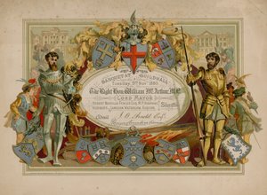 Convite para um banquete no Guildhall, Londres, em 9 de novembro de 1880 de English School