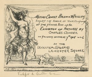 Convite para uma exposição de trabalho de Charles Conder de English School