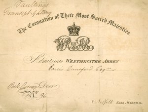 Convite para a coroação do rei William IV e da rainha Adelaide de English School