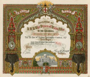 Convite para a recepção do SAR O Príncipe de Gales no Guildhall, Londres, em 19 de maio de 1876 de English School