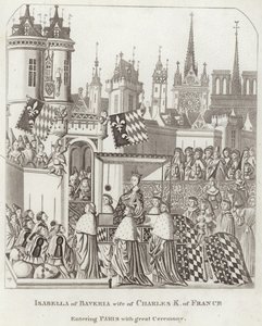 Isabella da Baviera, esposa de Charles K. da França entrando em Paris com grande cerimônia de English School