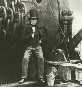 Isambard Kingdom Brunel, engenheiro, durante a construção do Grande Oriente (gravura) de English School
