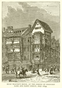 Izaac Waltons House, no canto da Chancery Lane e Fleet Street, 1627--1644
