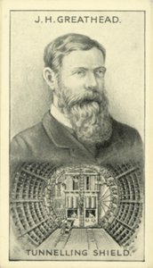 JH Greathead, escudo de escavação de túneis (litografia) de English School