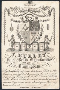 J Burley, fabricante de escova extravagante, cartão de comércio de English School