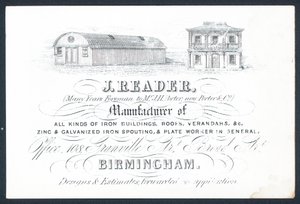 J Reader, capataz de Porter & Co, cartão comercial de English School