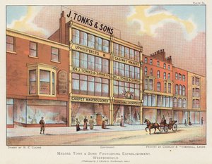 J Tonks  Sons furnishings store, Scarborough (litografia a cores) de English School