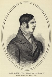 Jack Martin, o mestre dos rolos, de um desenho por A Wyvill, 1824 de English School