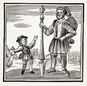 Jack e o gigante, ilustração dos Chap-livros do século XVIII por John Ashton, bar. 1882 de English School
