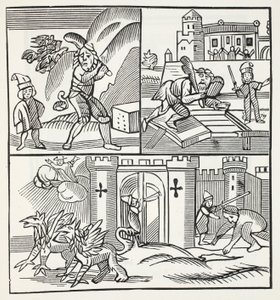 Jack e os gigantes, ilustração de Chap-livros do século XVIII por John Ashton, pub. 1882 de English School