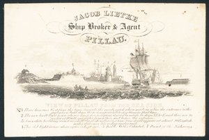 Jacob Lietke, corretor de navios e agente, cartão de comércio de English School