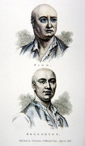 James Figg e Jack Broughton, de uma impressão publicada em 1812 (lito colorido) de English School