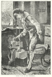 James Watt na sua oficina (gravura) de English School