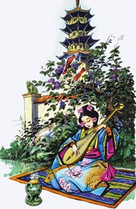 Menina japonesa no jardim de English School