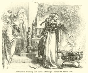 Jeoiaquim que queima a Mensagem Divina, Jeremias, xxxvi, 23 de English School
