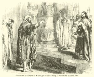 Jeremias entrega uma mensagem ao rei, Jeremias, xxxvi, 29 de English School