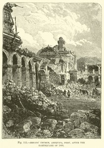 Igreja dos Jesuítas, Arequipa, Peru, após o terremoto de 1868 de English School