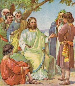 Jesus e os seus discípulos (litografia a cores) de English School