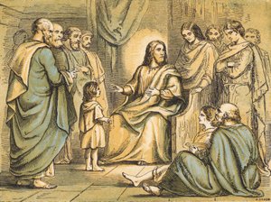Jesus ensinando os seus Discípulos (gravura colorida) de English School