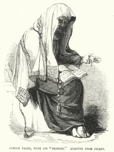 Taled judaico, com as suas "franjas", adaptado de Picart (gravura) de English School