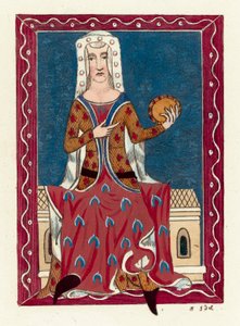 Joan, Condessa de Kent, esposa de Eduardo O Príncipe Negro (gravura colorida) de English School