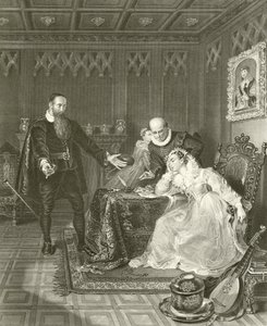 John Knox admoestando Mary Queen of Scots de English School