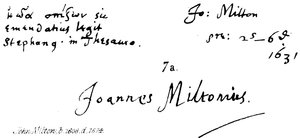 John Milton, b 1608, d 1674 de English School
