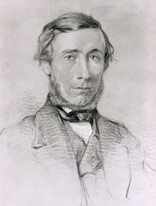 John Tyndall (1820-93) (carvão aumentado com branco sobre papel) de English School