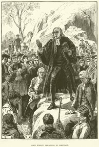 John Wesley, pregando em Cornwall (gravura) de English School