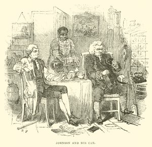 Johnson and his Cat (gravura) de English School