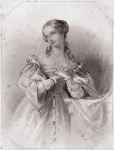 Juliette (Romeu e Julieta - Romeu e Julieta) em - "Galerie des femmes de Shakespeare, coleção de quarenta e cinco retratos sérios dos primeiros artistas de Londres, enriquecidos com avisos críticos e literários" por volta de 1838 - da "Galerie des femmes d de English School