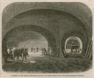 Junção da Grande Ferrovia do Norte em Kings Cross com a Ferrovia Metropolitana de English School