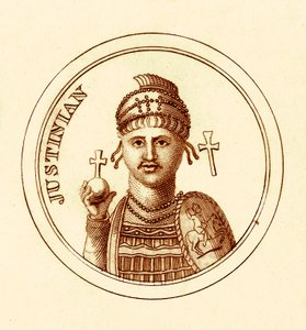 Justiniano, ilustração do dicionário histórico universal por George Crabb, publicado em 1825 (imagem digitalmente aprimorada) de English School