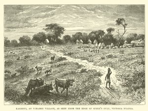 Kagehyi, uma aldeia de Uchambi, vista da borda do Golfo Spekes, Victoria Nyanza de English School