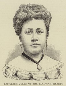 Kapiolani, Rainha das Ilhas Sandwich (gravura) de English School