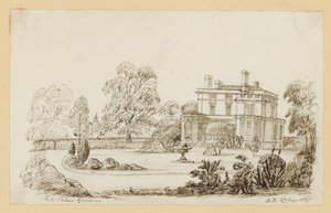 Jardins do Palácio de Kensington; datada de 27 de agosto de 1857 (tinta no papel) de English School
