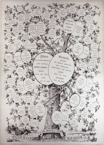 Chave para Árvore Genealógica, Mostrando os Descendentes de Sua Majestade a Rainha Vitória (1819-1901), de &39;The Illustrated London News&39;, 12 de março de 1887 de English School
