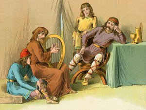 Rei Alfredo na tenda de Guthrum de English School