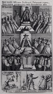 Rei Carlos II (1630-85) com as Casas do Parlamento, 1660 de English School