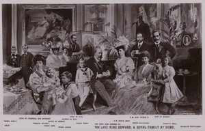O Rei Eduardo VII e sua família (litho) de English School