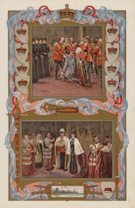 Primeiros actos de soberania do Rei Eduardo VII em 1901 (litografia a cores) de English School