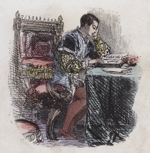 Leitura do Rei Eduardo VI (gravura a cores) de English School