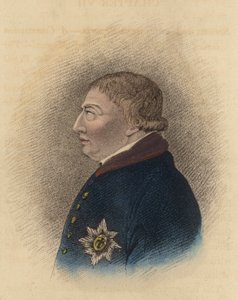Rei Jorge III, de um esboço tirado em Windsor durante a sua doença (gravura colorida) de English School