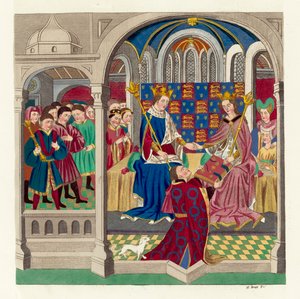 O Rei Henrique VI e a sua corte (gravura colorida) de English School
