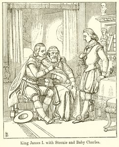 King James I com Steenie e Baby Charles de English School