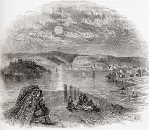 Kinsale, County Cork, Irlanda no século XIX, de Old England: A Pictorial Museum, pub. 1847 de English School